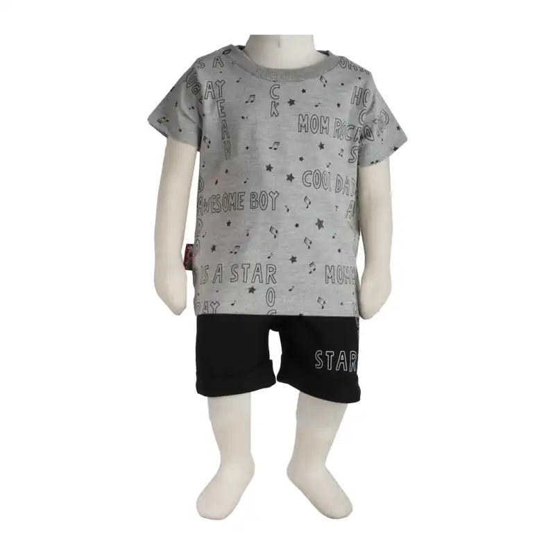 ست تی شرت و شلوارک نوزادی مدل تمام چاپ کد 160004