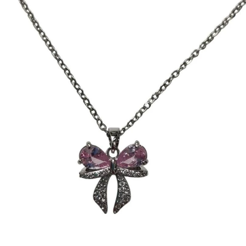 گردنبند زنانه مدل پاپیون و نگین