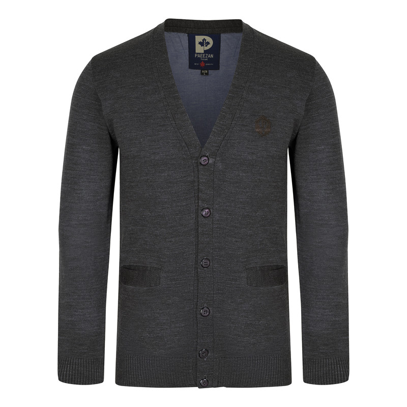 ژاکت مردانه تریکو پاییزان مدل PJ701 ملانژ رنگ زغالی