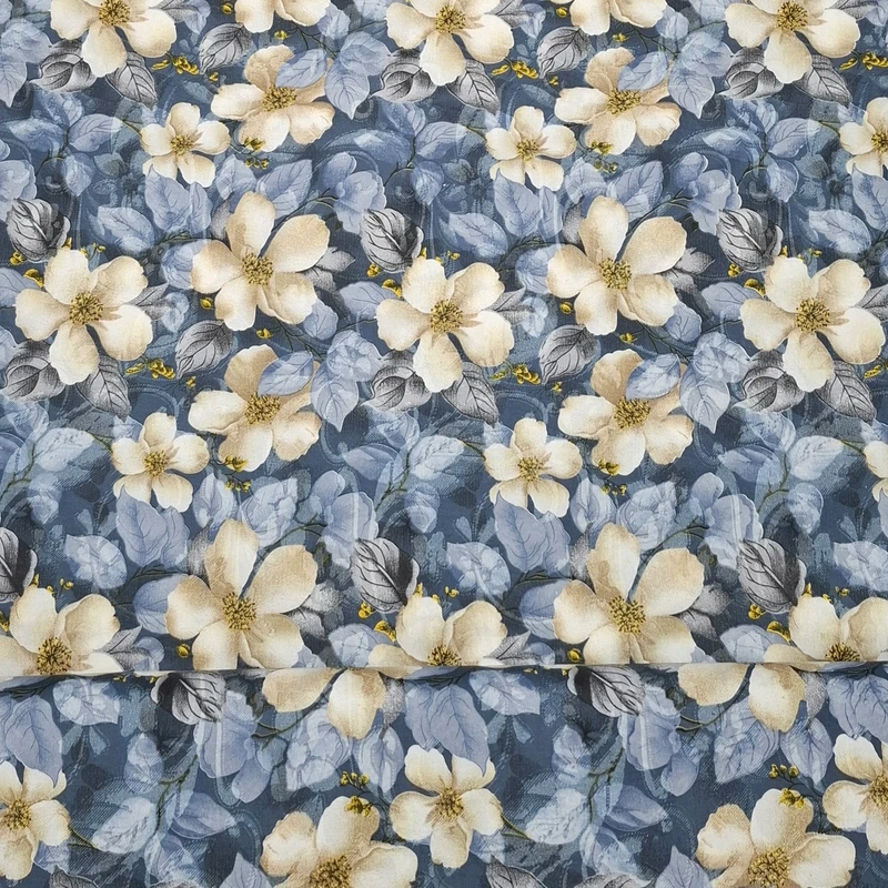 عکس شماره 2 : پارچه ملحفه عرض 1.96 متر مدل نسترن رنگ آبی کاربنی