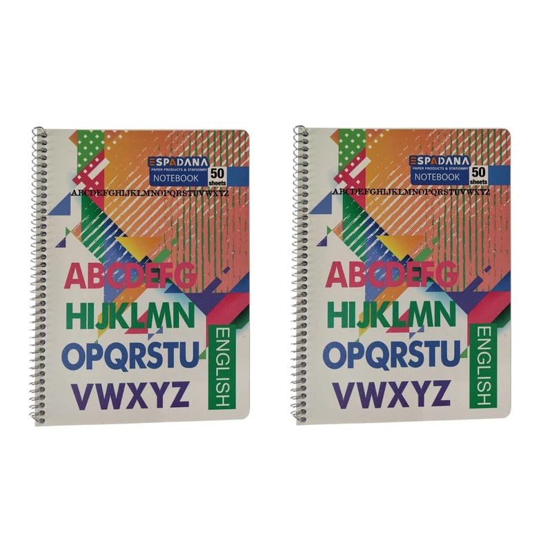دفتر زبان 50 برگ اسپادانا مدل دو خط کد 007 بسته 2 عددی