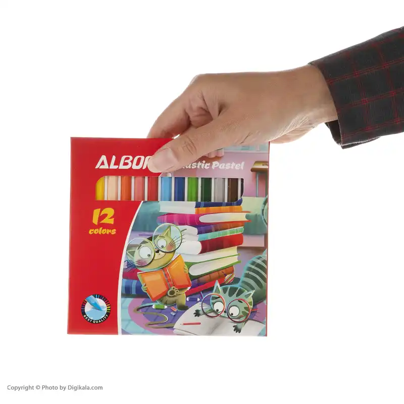 پاستل روغنی 12 رنگ البرز مدل گربه ملوس