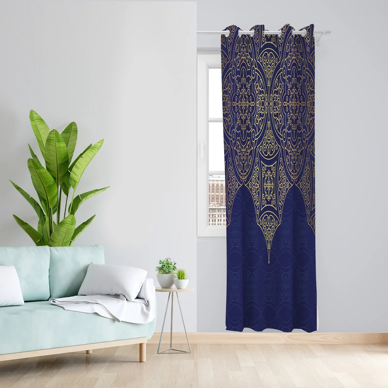 پرده طرح قاب مدل مخمل پانچی کد 2604 z سایز 140x200 سانتی متر