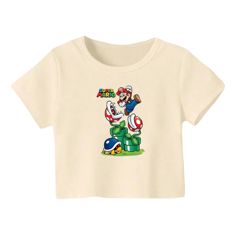 کراپ‌ تی‌شرت آستین کوتاه زنانه مدل ماریو کد 2