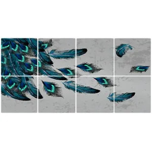تایل سقفی طرح پر طاووس کد 3D2138-8 سایز 60x60 سانتی متر مجموعه 8عددی