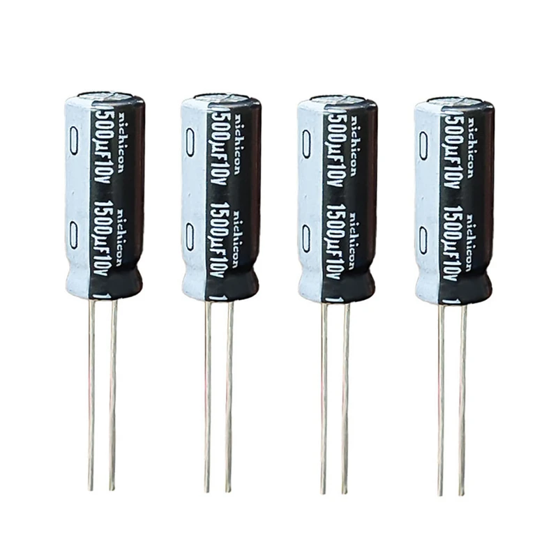 خازن الکترولیت 1500 میکروفاراد 10 ولت نیچیکون مدل TEC-150010 بسته 4 عددی 