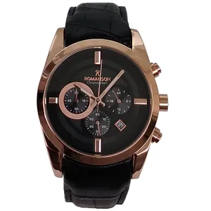 ساعت مچی عقربه‌ای مردانه رومانسون مدل بندچرمی کرنوگراف سه موتور کد 101