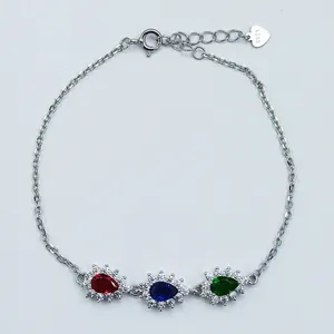 دستبند نقره زنانه سلین کالا مدل زمرد و یاقوت ce-As259