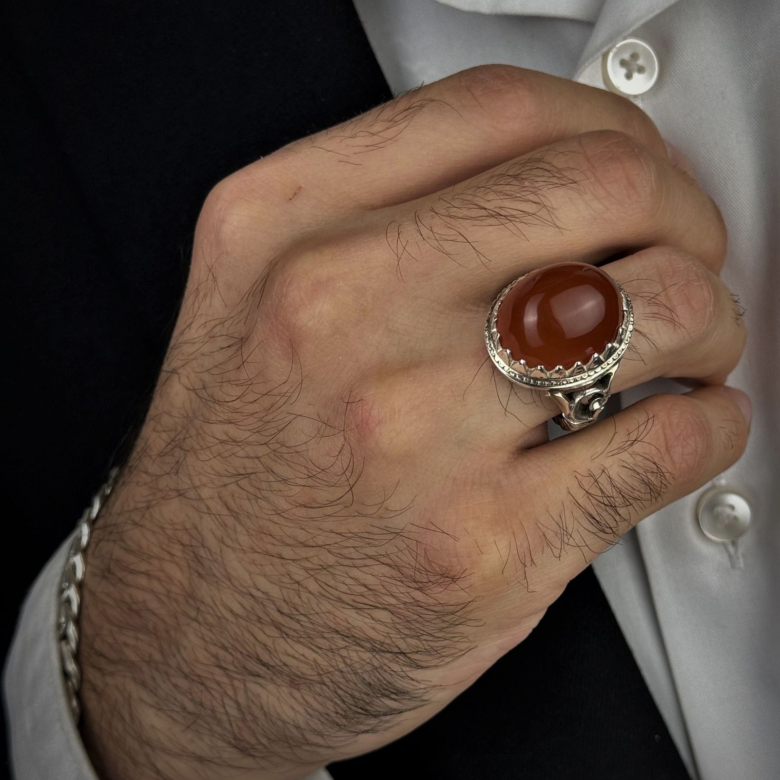 انگشتر نقره مردانه مدل رکاب اره کاری دست ساز کد AM_04582 -  - 4