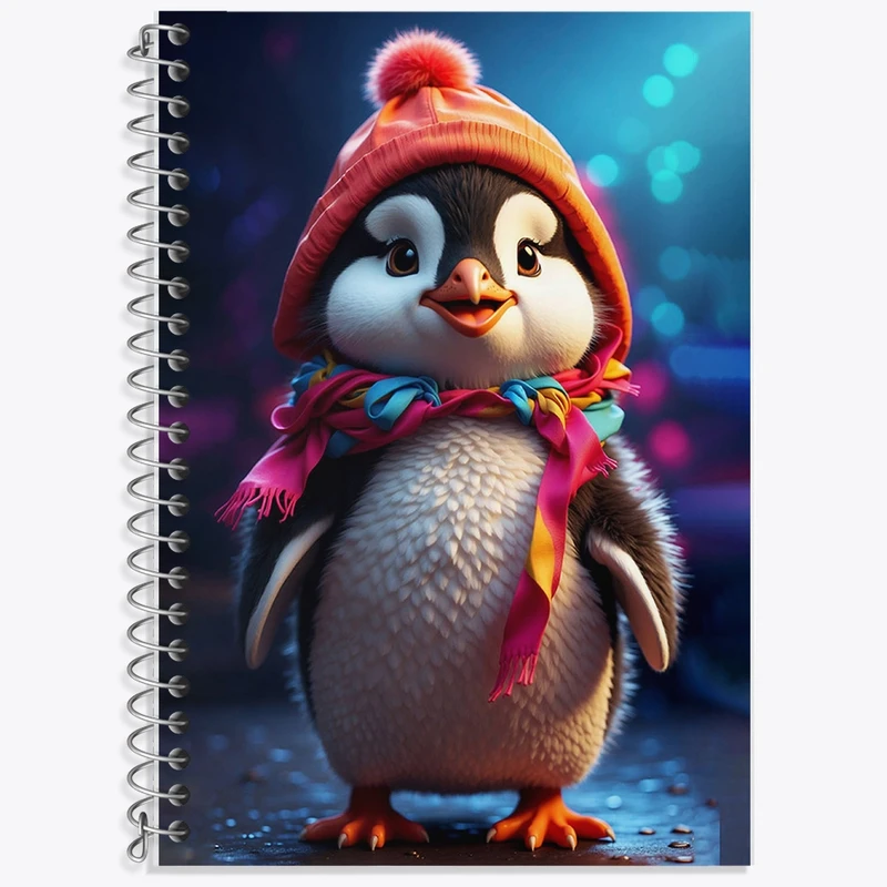 دفتر زبان 50 برگ خندالو مدل دو خط طرح پنگوئن کیوت کد F2752