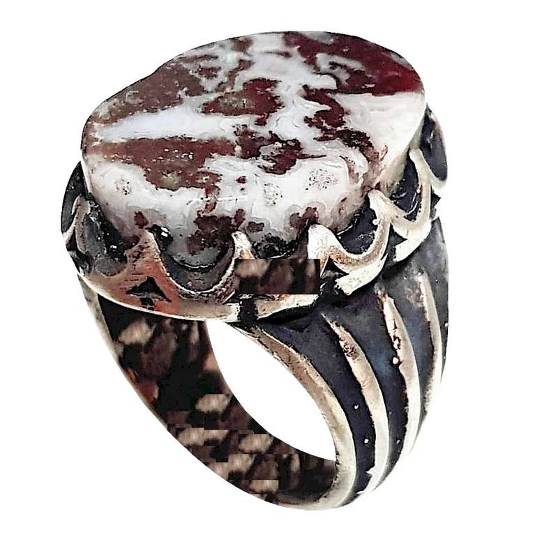 انگشتر نقره مردانه مدل آراگونیت سریلانکایی کد SAS1