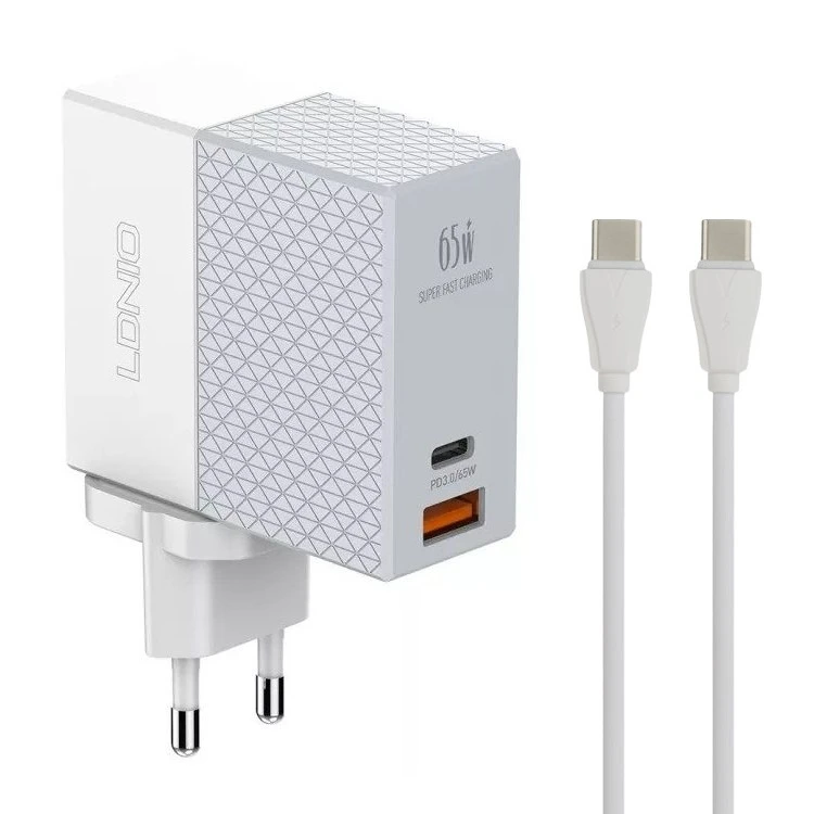 شارژر دیواری الدینیو مدل A2620C به همراه کابل تبدیل USB-C