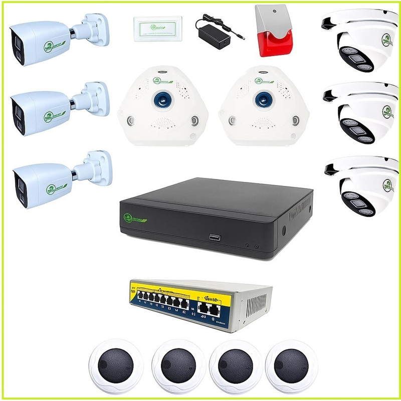 سیستم امنیتی 8 دوربینی کوروش مدل K-10NVR-8IPC-1PS-5SPK