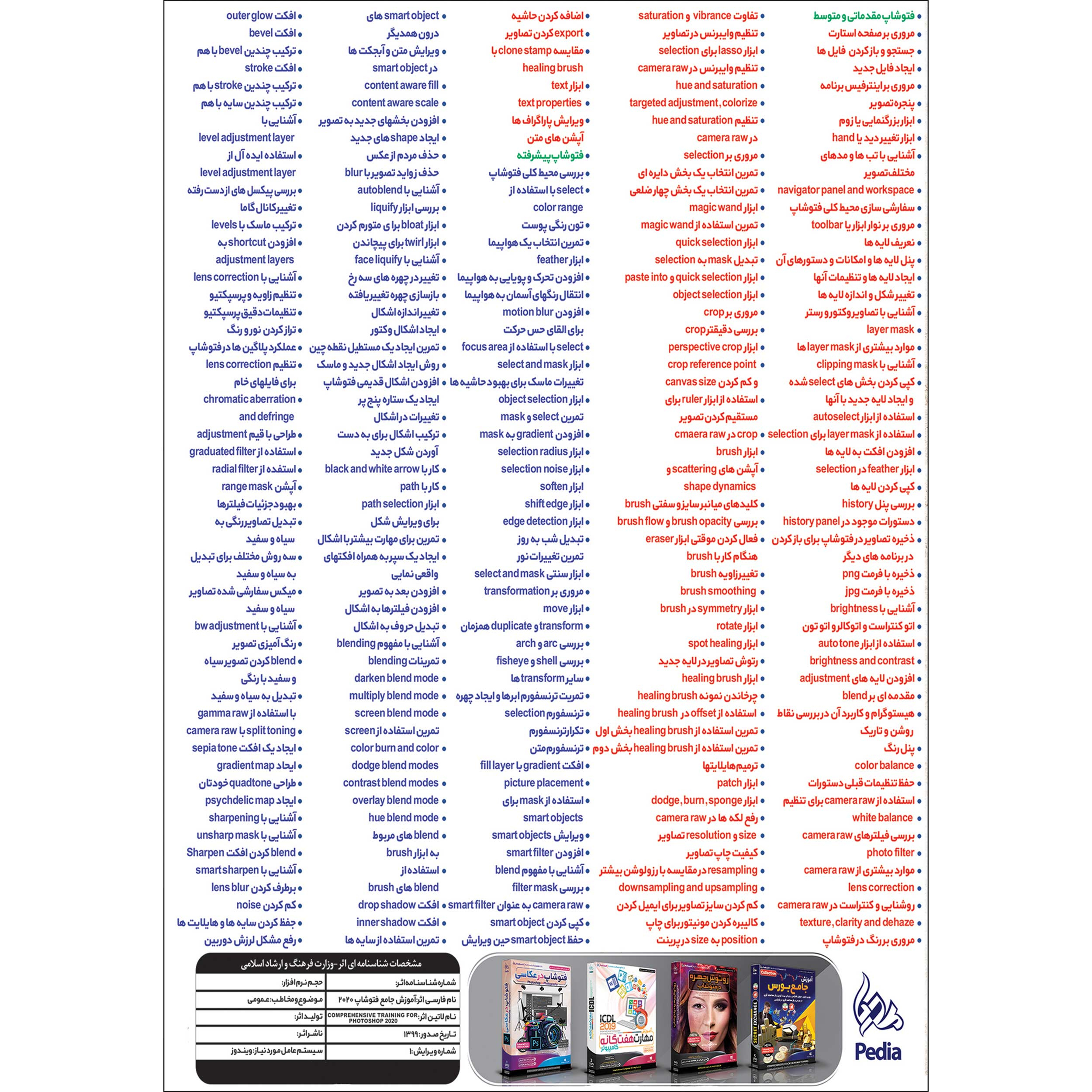 نرم افزار آموزش جامع مقدماتی متوسط و پیشرفته فتوشاپ 2020 نشر پدیا سافت