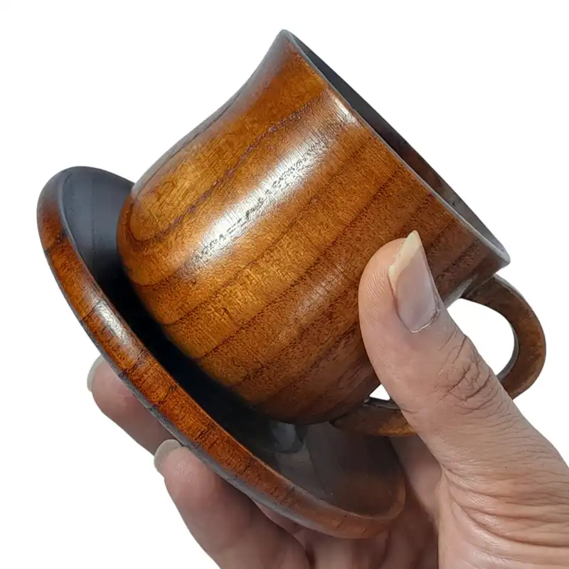 زیر لیوانی چوبی مدل نعلبکی