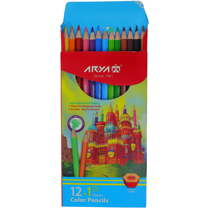 مداد رنگی آریا  1+12 رنگ مدل 3016 طرح قصر