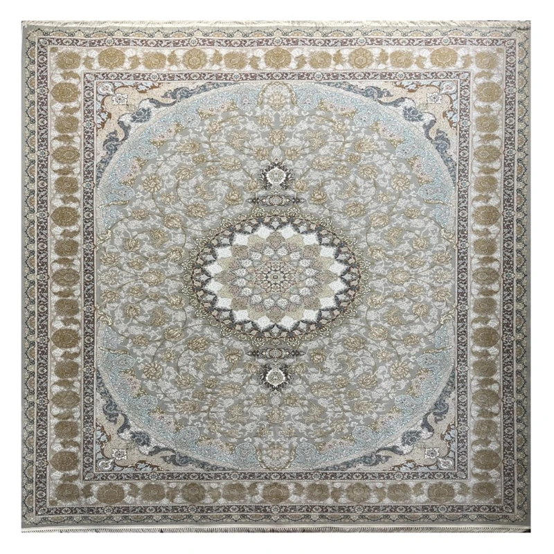 فرش ماشینی 1200 شانه زمینه طوسی حاشیه صدفی مدل سارا