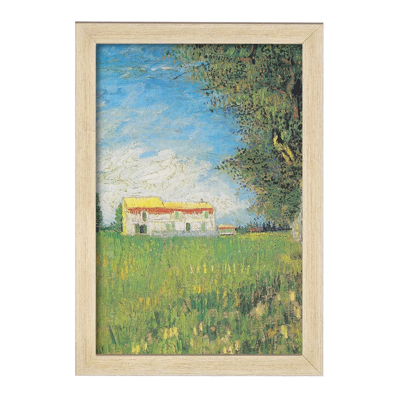 تابلو خندالو مدل خانه در مزرعه گندم ونسان ونگوگ (Van Gogh) کد 36786