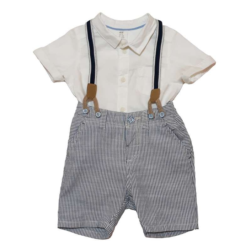 ست تی شرت و شلوارک نوزادی اچ اند ام کد 1671 مجموعه 2 عددی