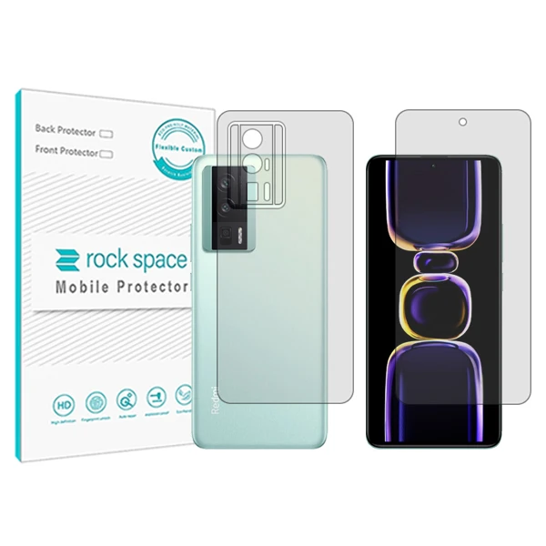 محافظ صفحه نمایش شفاف راک اسپیس مدل HyGEL مناسب برای گوشی موبایل شیائومی Redmi K60 به همراه محافظ پشت