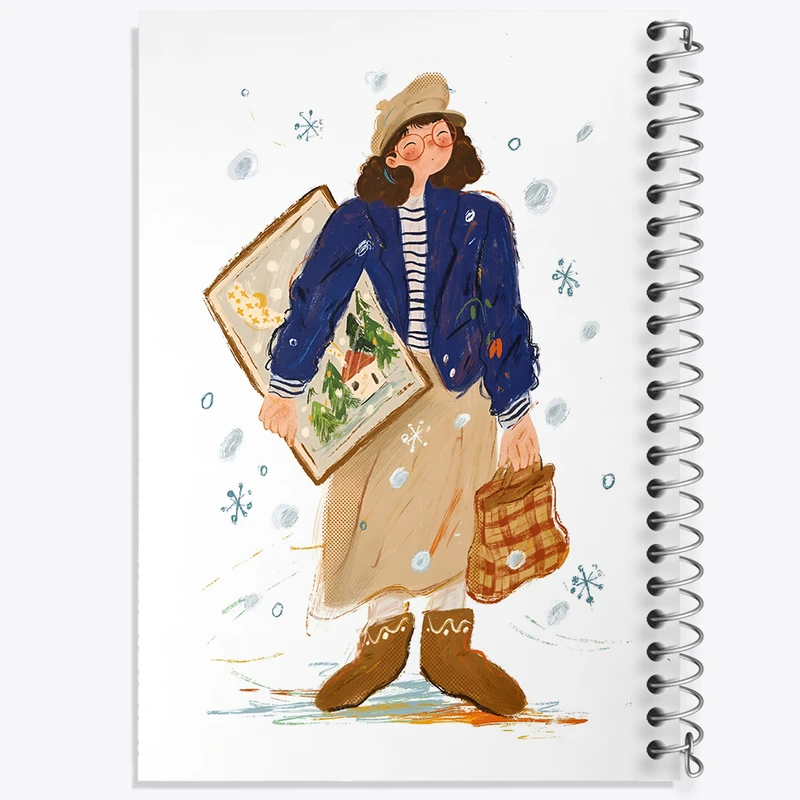 دفتر شطرنجی 50 برگ خندالو طرح دختر نقاش کد F7397