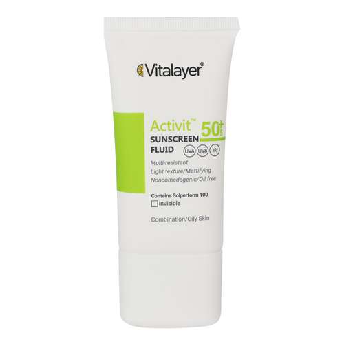  فلوئید ضدآفتاب بی رنگ ویتالیر SPF 50 مدل Activit مناسب پوست های مختلط و چرب حجم 50 میلی لیتر