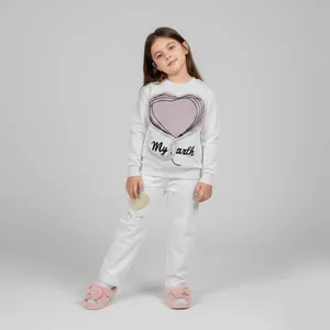 ست سویشرت و شلوار دخترانه مدل قلب دورس کد 1001