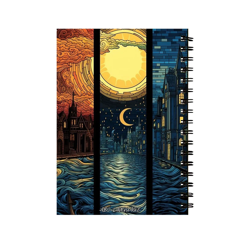 دفتر زبان 50 برگ طرح نقاشی شب و روز کد457