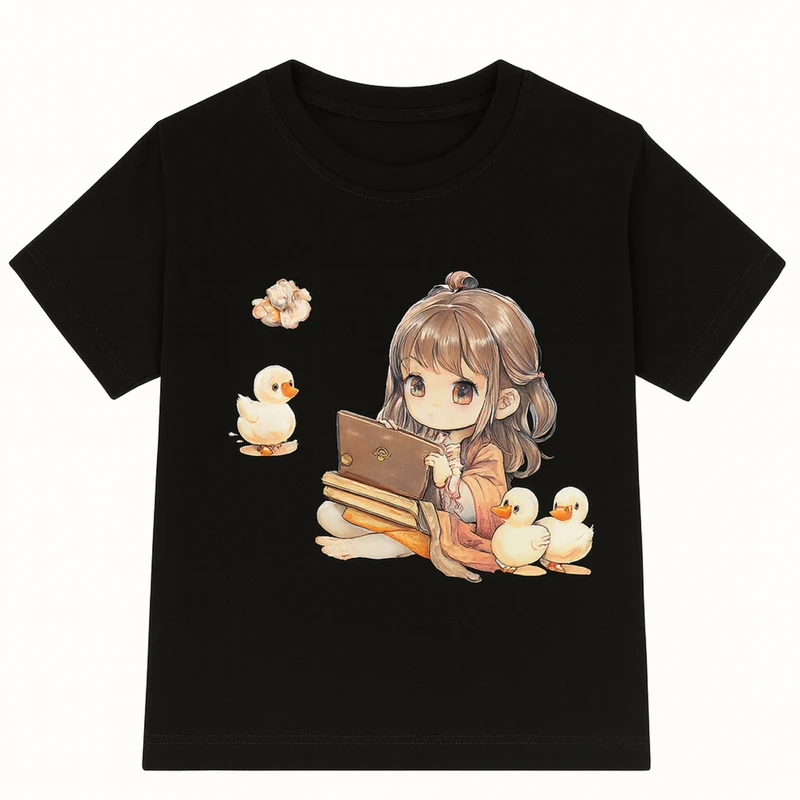 تی‌شرت آستین کوتاه دخترانه مدل عروسکی