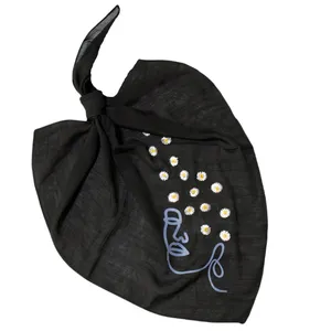 دستمال سر و گردن زنانه مدل مینی گلدوزی طرح بابونه دختر کد 2025 ana-