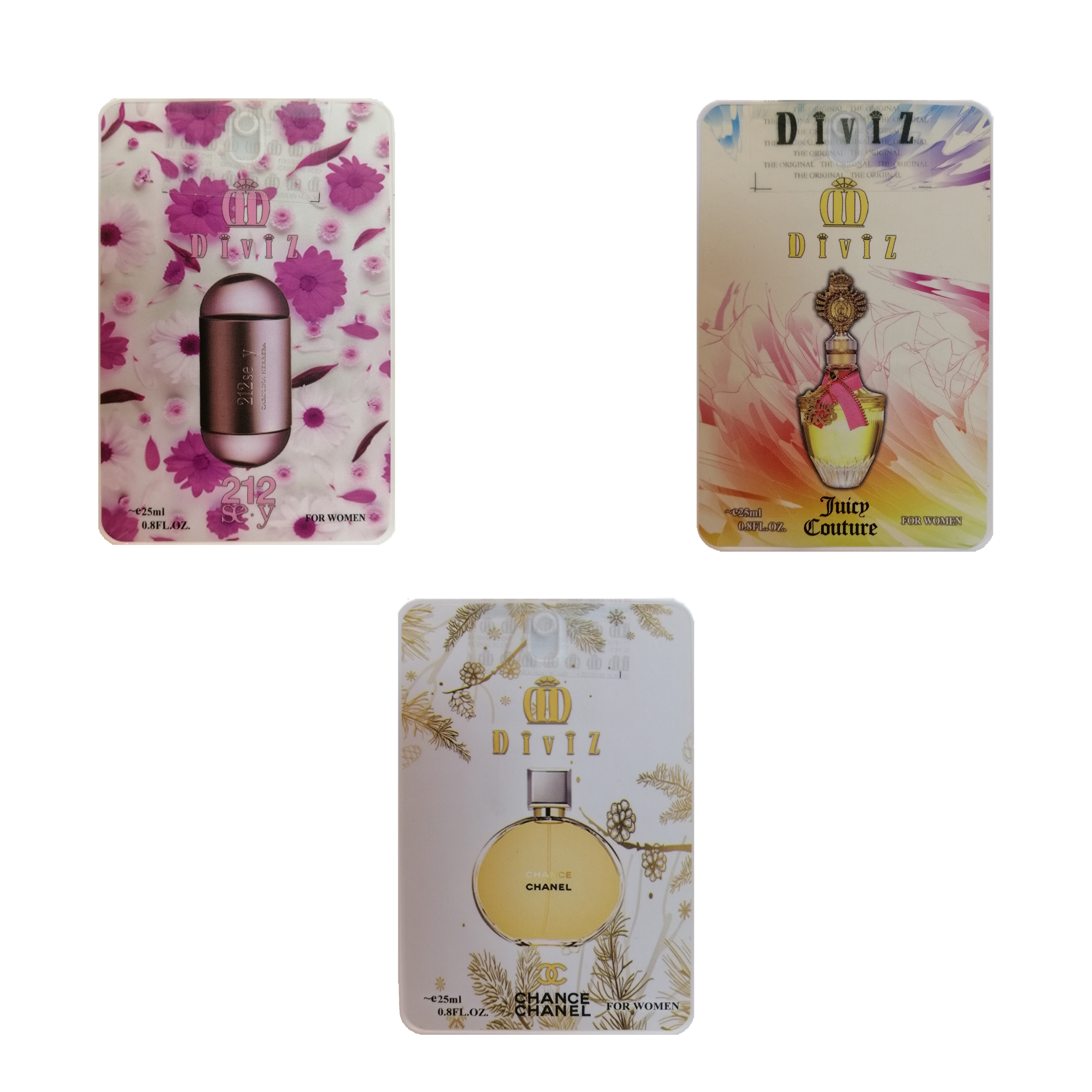 عطر جیبی زنانه دیوایز کد 3 حجم 25 میلی لیتر مجموعه 3 عددی