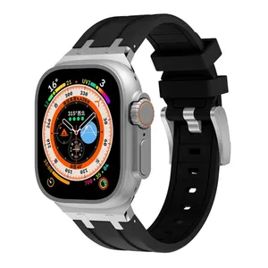 بند مسیر مدل Luxury Bracelet Silicone مناسب برای اپل واچ سری 1/2/3/4/5/6/7/8/9/ SE / ULTRA / ULTRA 2 سایز 42/44/45/49 میلی متری