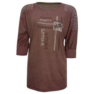 تی شرت آستین کوتاه زنانه مدل PARIS فانریپ نگینی قواره دار کد tm-1867