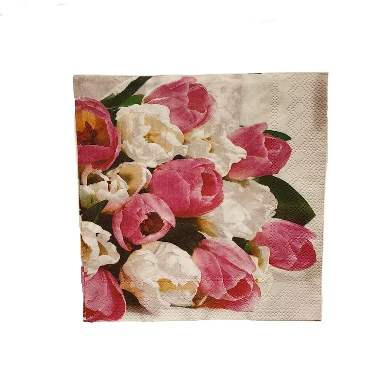 دستمال سفره آی اچ آر مدل گل های لاله بسته 20 عددی