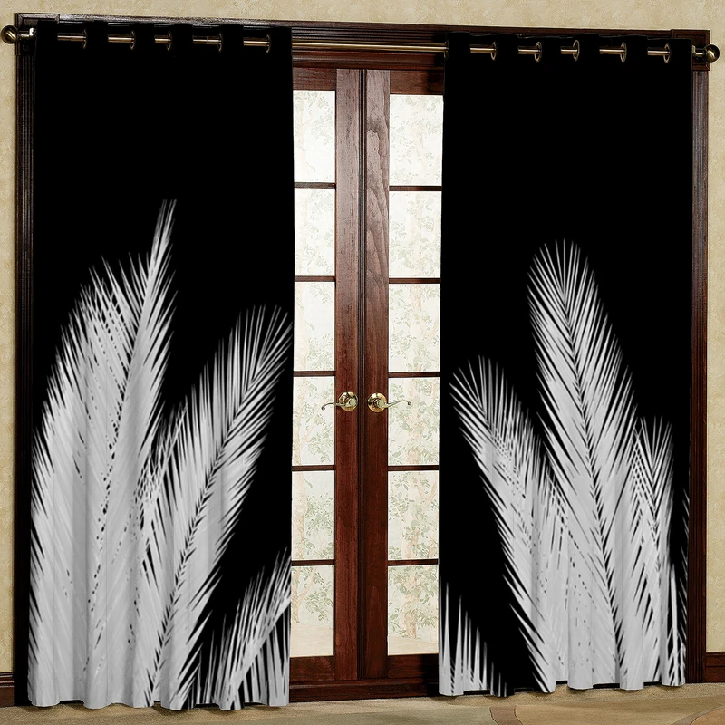 پرده مدل مخمل پانچی طرح برگ کد 4376T2 سایز 200x140 سانتی متر