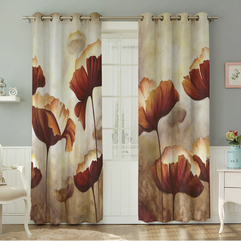 پرده نیروانا طرح   گل مدل هازان کد 8418 سایز 140×280 سانتی متر