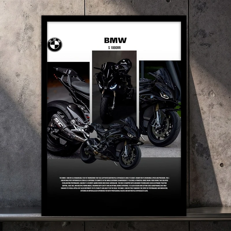تابلو بکلیت طرح موتور سیکلت BMW S100RR مدل B-S10813 فریم مشکی