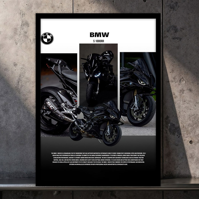 تابلو بکلیت طرح موتور سیکلت BMW S1000RR مدل B-S10813 فریم مشکی
