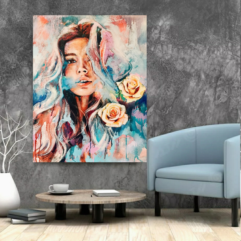 پوستر دیواری طرح نقاشی آبرنگی مدل چهره کد FP10250