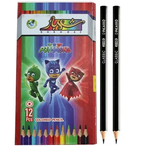 مداد رنگی 12 رنگ شهباز مدل قهرمانان  به همراه مداد مجموعه 14 عددی