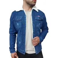 کت جین مردانه مدل خزدار کد 41110