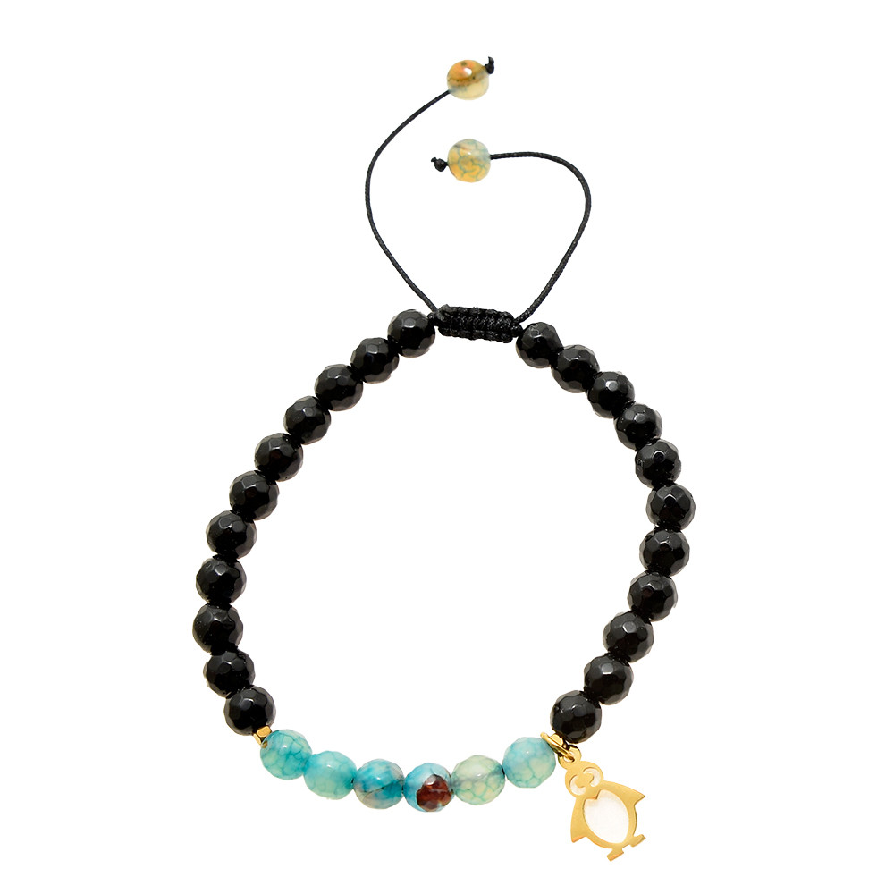 دستبند زنانه دلنار گالری مدل سنگ عقیق و پنگوئن بامزه دستبند زنانه دلنار گالری مدل سنگ عقیق و پنگوئن بامزه