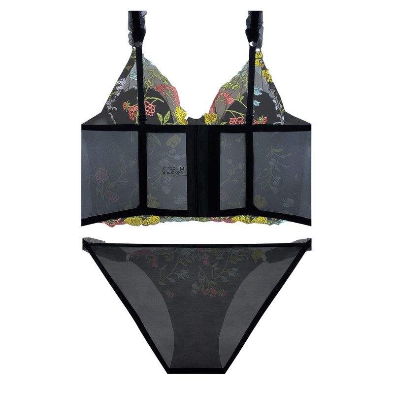 ست شورت و سوتین زنانه مدل اسفنجی نازک گل برجسته کد YQ11ST