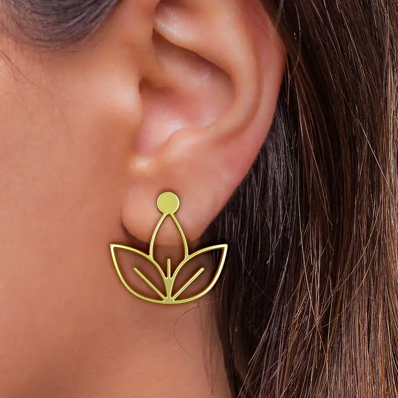 گوشواره طلا 18 عیار زنانه مدوپد مدل برگ کد GA1-15973