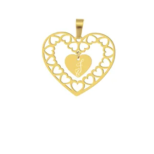 آویز گردنبند هایکا طرح قلب و حرف J مدل ha189