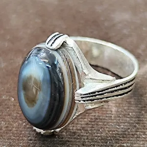 انگشتر نقره مردانه مدل سنگ باباقوری کد P080