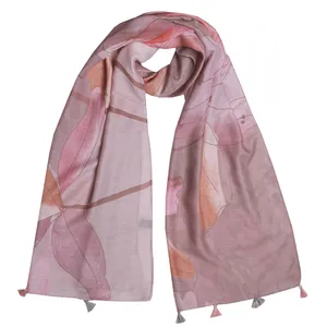 شال زنانه مدل نخی بهاره منگوله دار کد F 5109