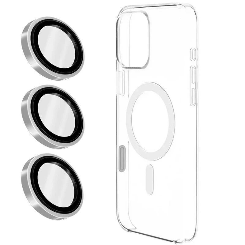 کاور مسیر مدل Clear Ring Metal مناسب برای گوشی موبایل اپل iPhone 16 Pro به همراه محافظ لنز