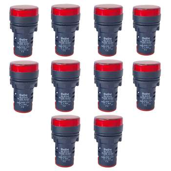 قیمت و خرید چراغ سیگنال قرمز ده ده مدل PL22-S220RD مجموعه 10 عددی