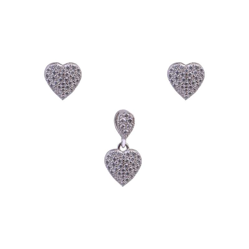 نیم ست نقره زنانه جی تی ای مدل قلب